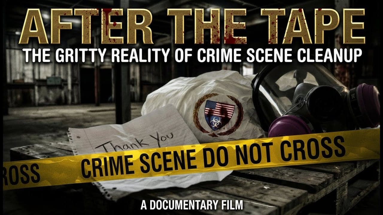 Crime scene tape across a respirator and a handwritten thank-you note, under the title "After the Tape".